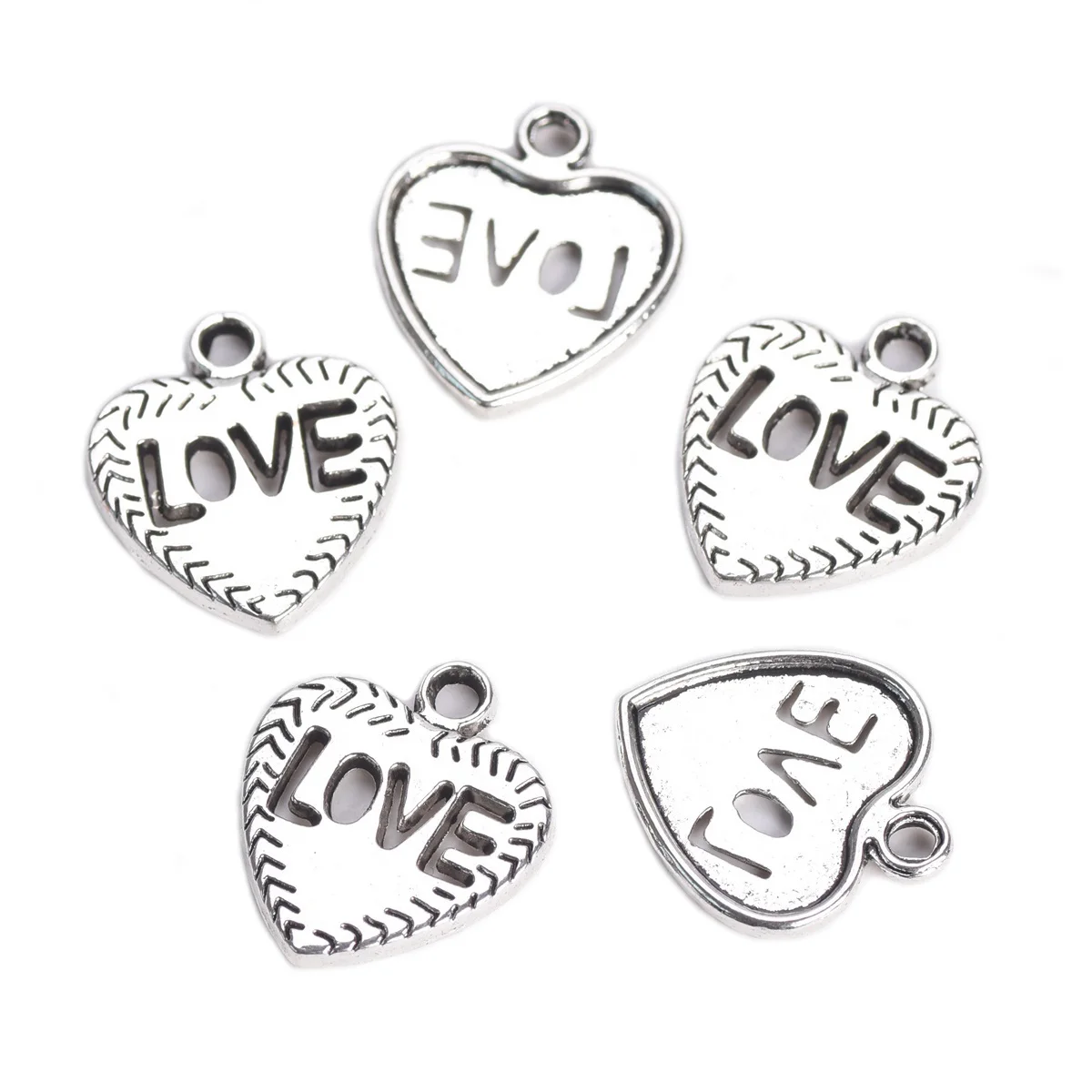 

10pcs 17.5x20mm Love Heart Shape Tibetan Silver Color Zinc Alooy Metal Pendants Cabochon Base Setting For Jewelry Making