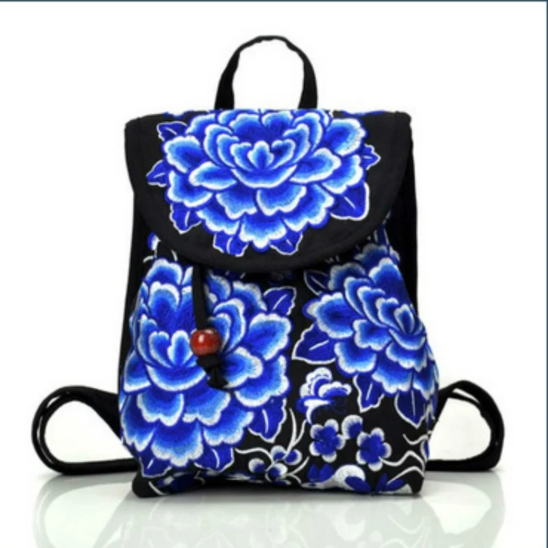 New National Embroidery Women Shopping Cover Backpacks!Nice Floral Embroidered Lady Bohemian Backrack Top-sale Canvas Backpack