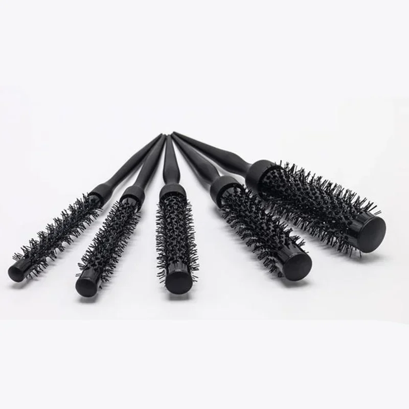 빗 Hair Comb Professional Black Round Hair Comb Hairdressing Curling Hair Brushes Nylon Tube Round Comb Salon Styling Tools