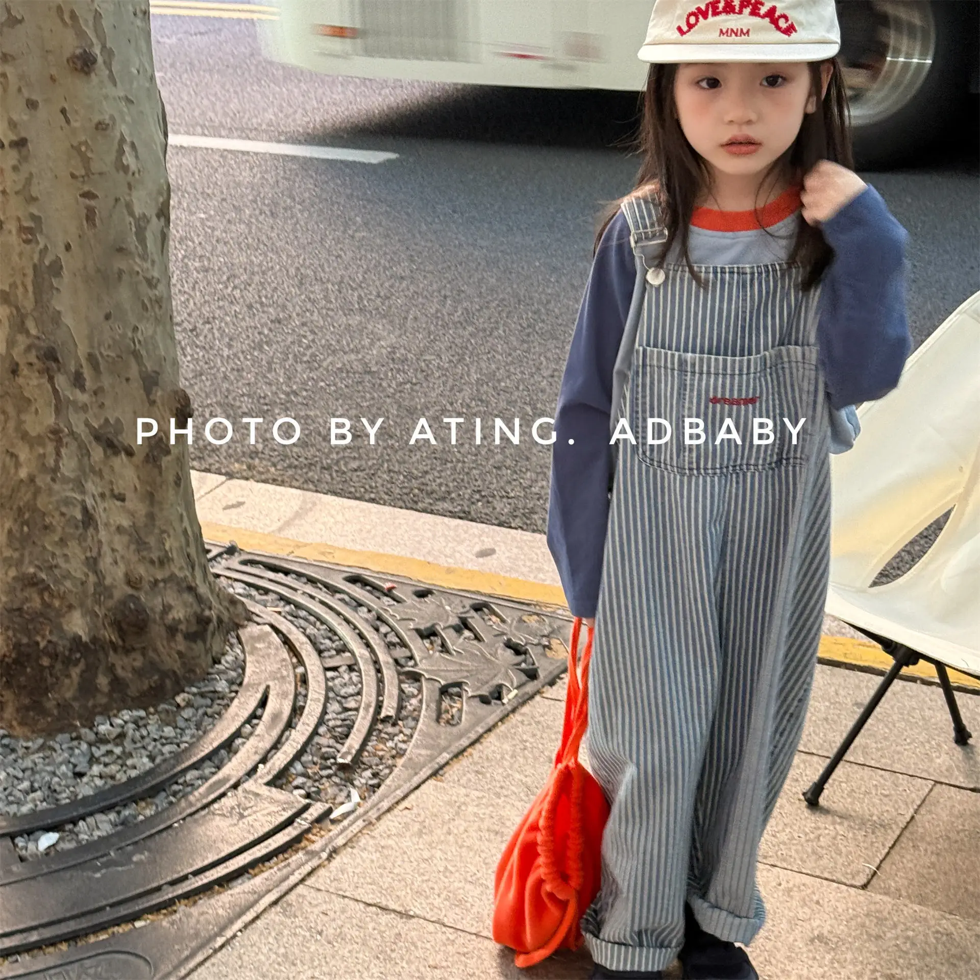 LILIGIRL 2025 Children Autumn Clothing Children Korean Striped Jumpsuit Girls Work Pants Wide Leg Pants Boys Overalls