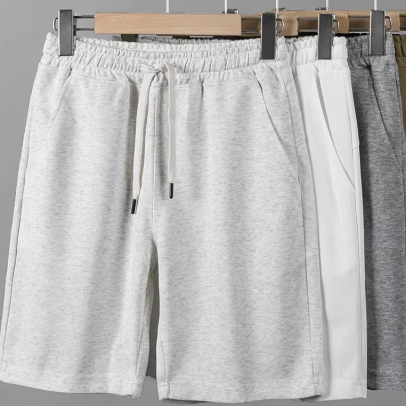 شورت رجالي أمريكي سميك جديد فضفاض يناسب طوال العام بلون سادة متعدد الاستخدامات رياضي وغير رسمي بخمس نقاط