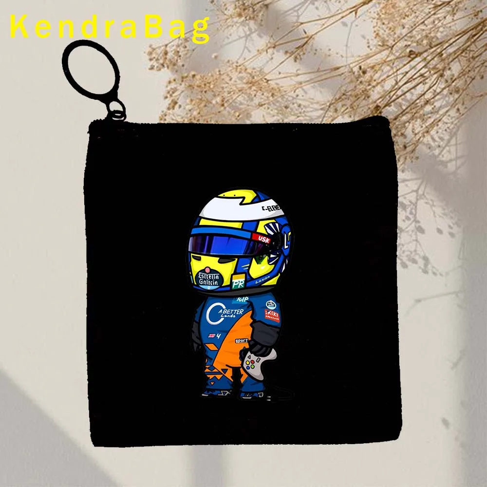 Racer F1 coche Lando Norris 4 Fórmula 1 Racing Daniel casco llavero monedero bolsa de lona bolsa de almacenamiento bolsa de algodón cartera cremallera regalo