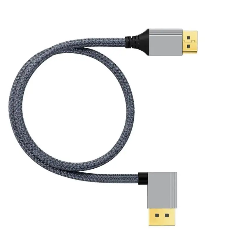 31BA Multipurposed 4K 60Hz วิดีโอสายขวาโค้งงอลวดลวดชายกับตัวเชื่อมต่อชาย DP1.2 สายการเชื่อมต่อ DisplayPort