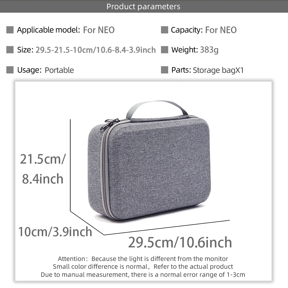 حقيبة حمل محمولة للسفر لملحقات طائرة DJI Neo بدون طيار حافظة واقية عالمية حقيبة يد محمولة لـ DJI NEO RC N3