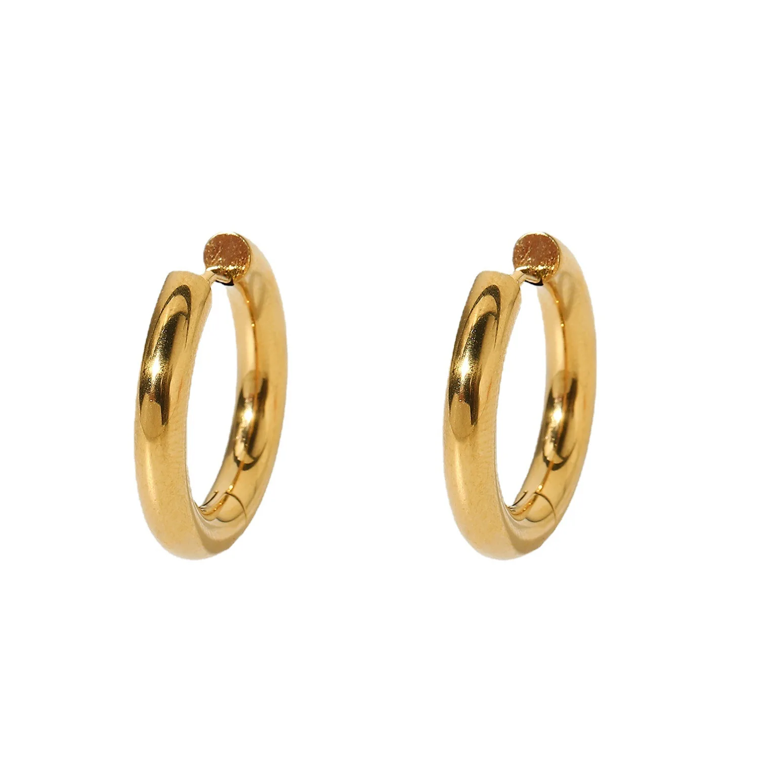 

Stainless Steel PVD 18K Gold Plated Tarnish Waterproof Simply Round Hoop Earrings For Woman Jewelry Wholesale Trendy