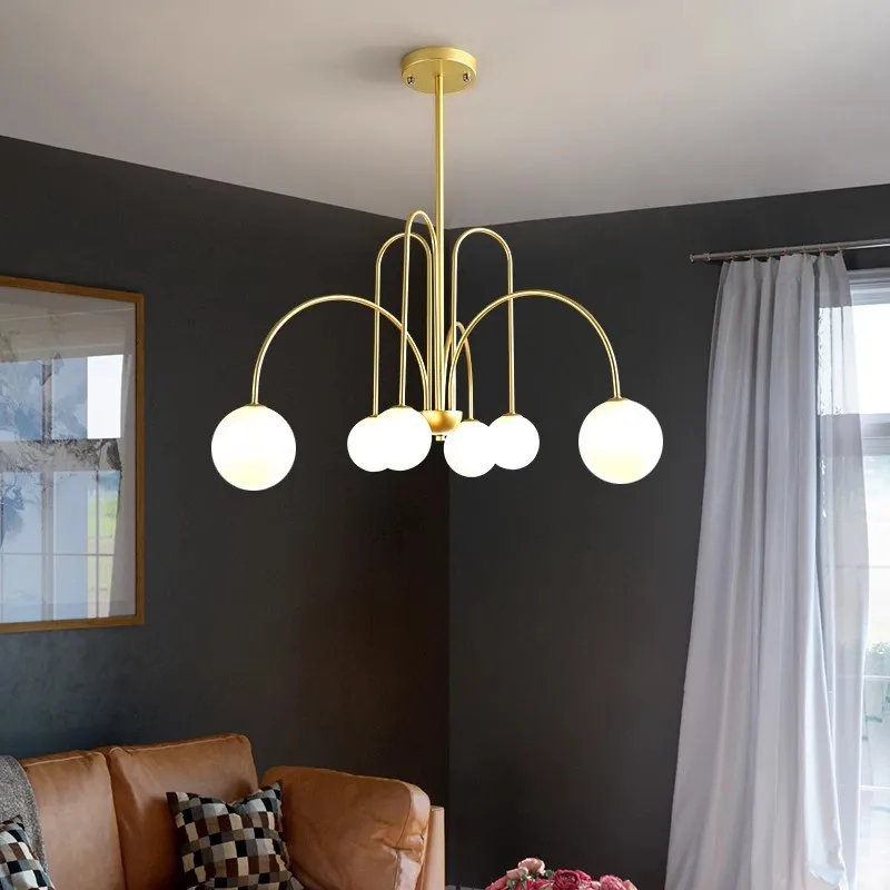 Modern Simple Black Golden Molecular Lamp Bedroom Board Living Room Decoration Pendant Lamp LED Multiple Light Sources Luster