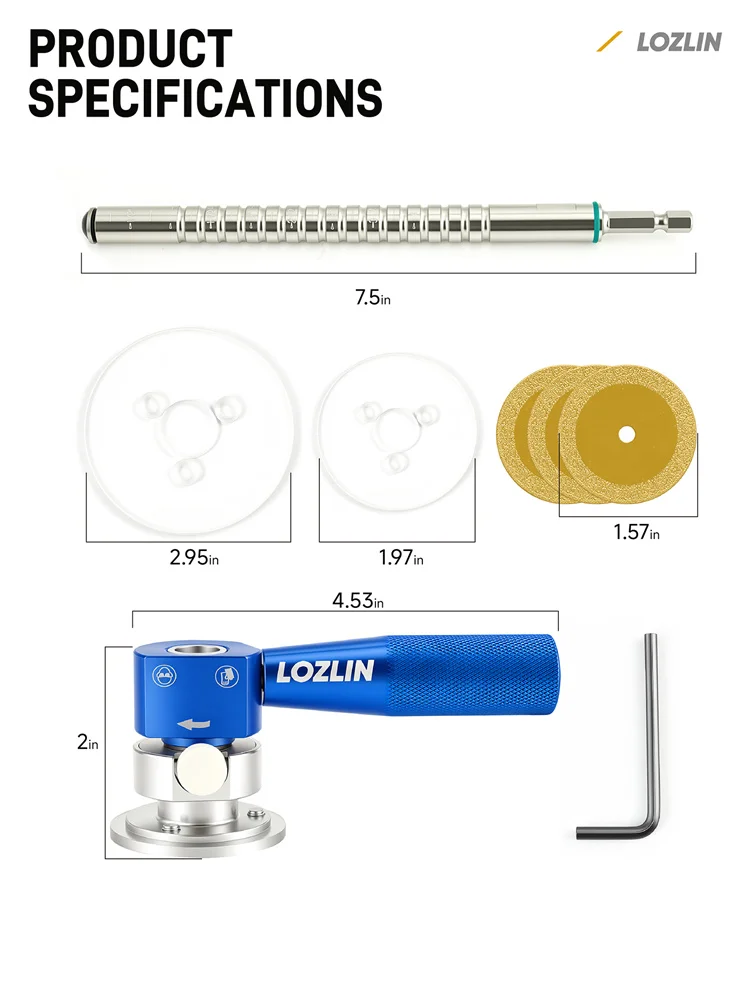 LOZLIN Interner Rohrschneider für PVC-Rohre, Edelstahl-Sanitär-Innenschneidewerkzeug mit Diamantschneideklinge, Einstellbar – Detail 1