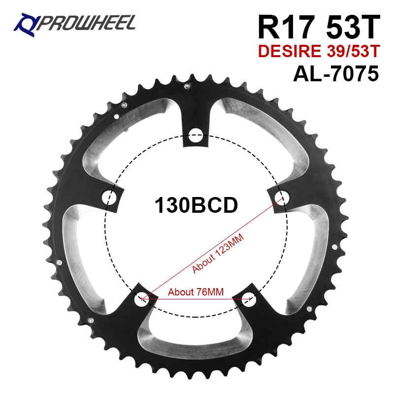 Prowheel 로드 바이크 체인링, 110BCD 130 BCD 자전거 스프로킷, 8 9 10 11 스피드 크라운 34T 39T 50T 53T 스타 11V BMX 체인휠