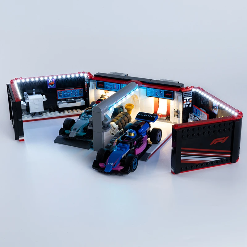 No Bricks LED Light Kit for F1 Garage & Mercedes-AMG & Alpine Cars 60444