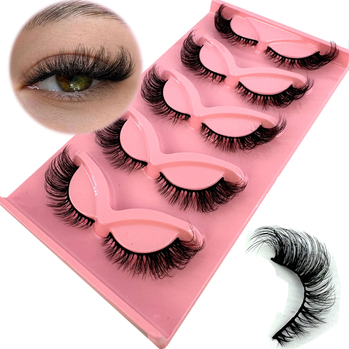 Ciglia Cat eye 3D ciglia finte naturali Fluffy Soft Cross disordinato End Eye ciglia Manga spesse allungate Extension ciglia sottili