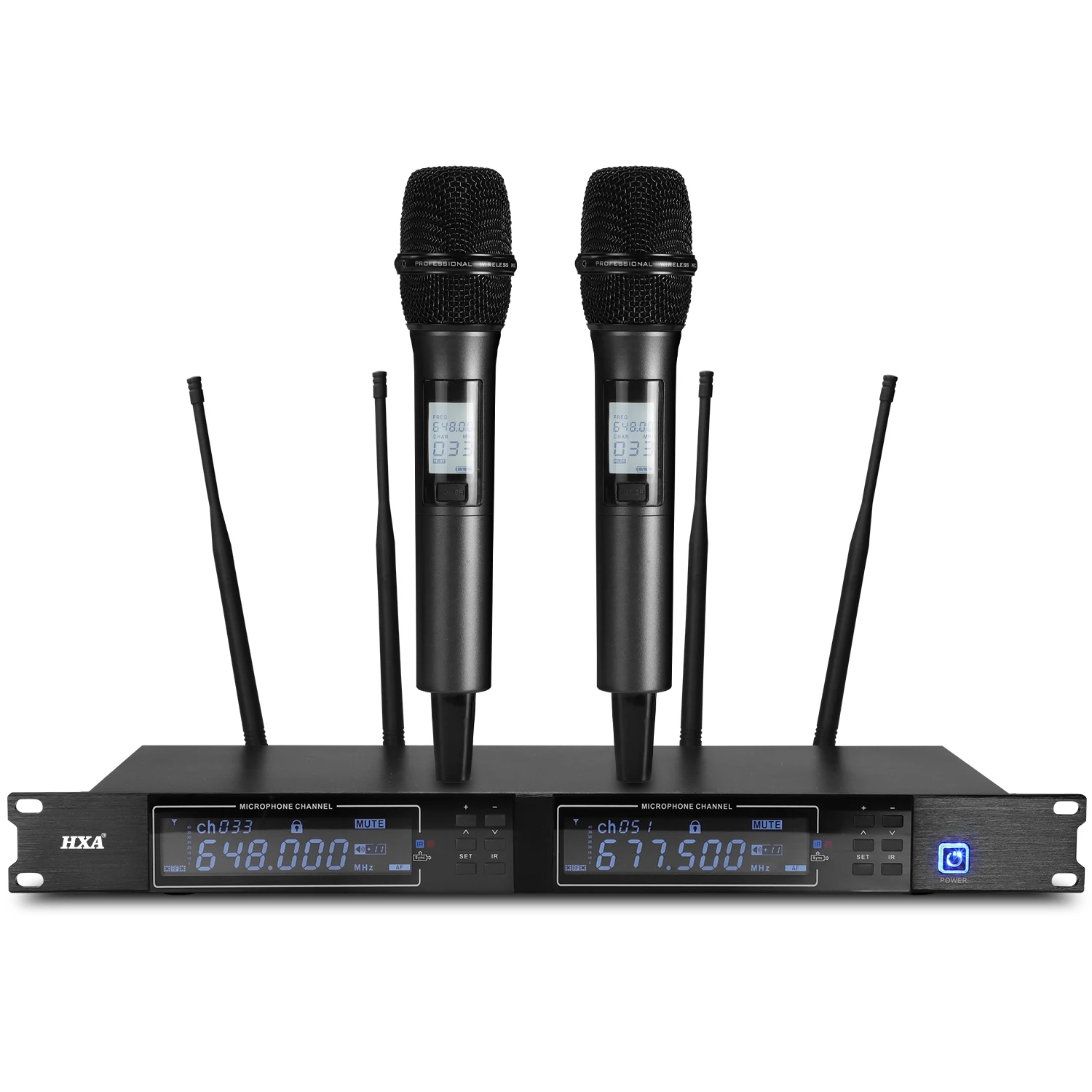 Wireless Microphone 2 Channel Handheld Dynamic Karaoke Microphone for DJ Party Stage Church Performance