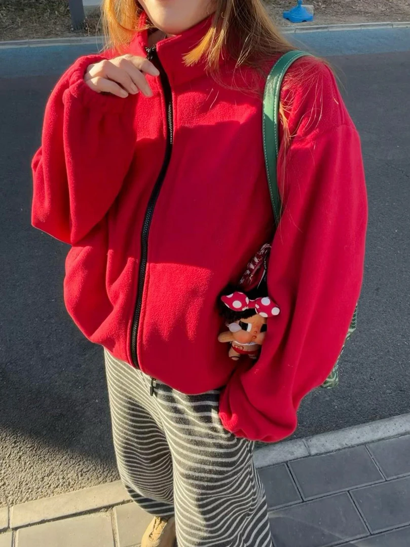 

Зимнее корейское пальто KOGIRL свободного кроя с подкладкой, теплый женский пуховик с воротником-стойкой, длинный рукав, повседневная верхняя одежда