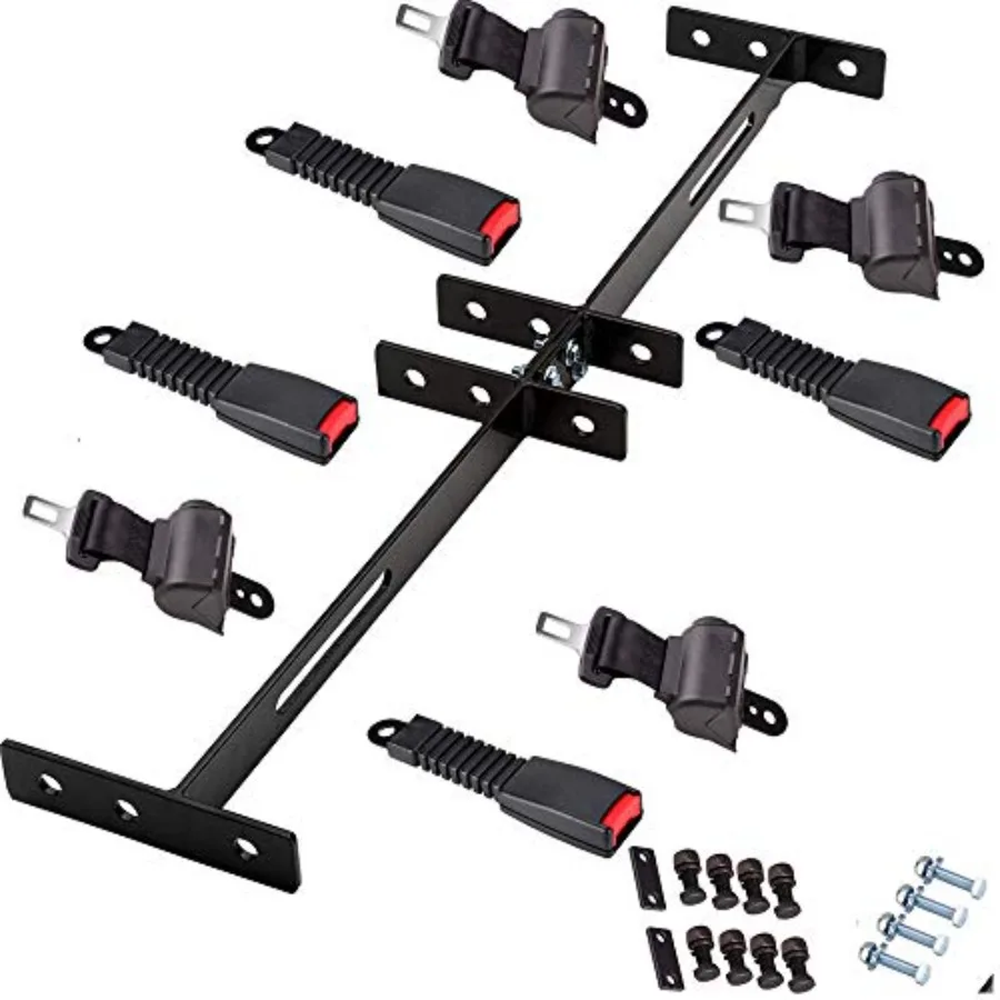 

Universal Golf Cart Retractable Seat Belts and Bracket Kit 4 Passenger for Club CarEZGO Yamaha etc. Golf Cart