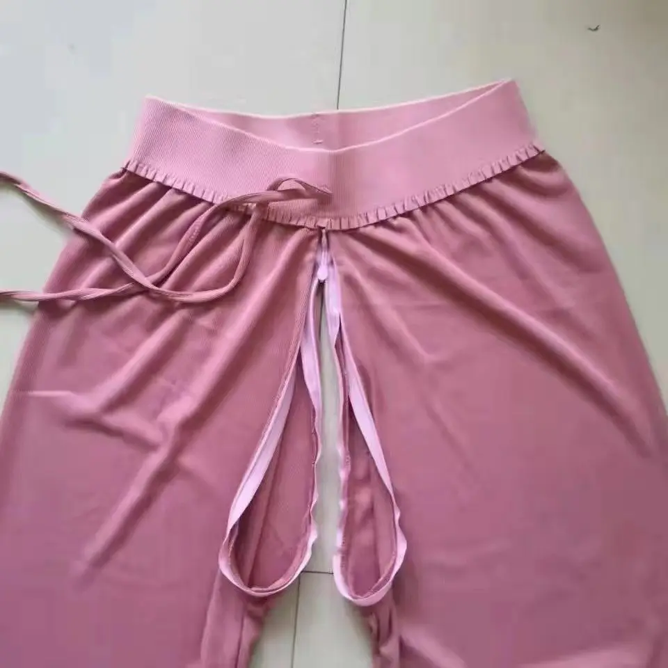 Women Invisible Zipper Open Crotch Tight Leggings Pants Plus Size High Waist Couples Outdoor Trousers