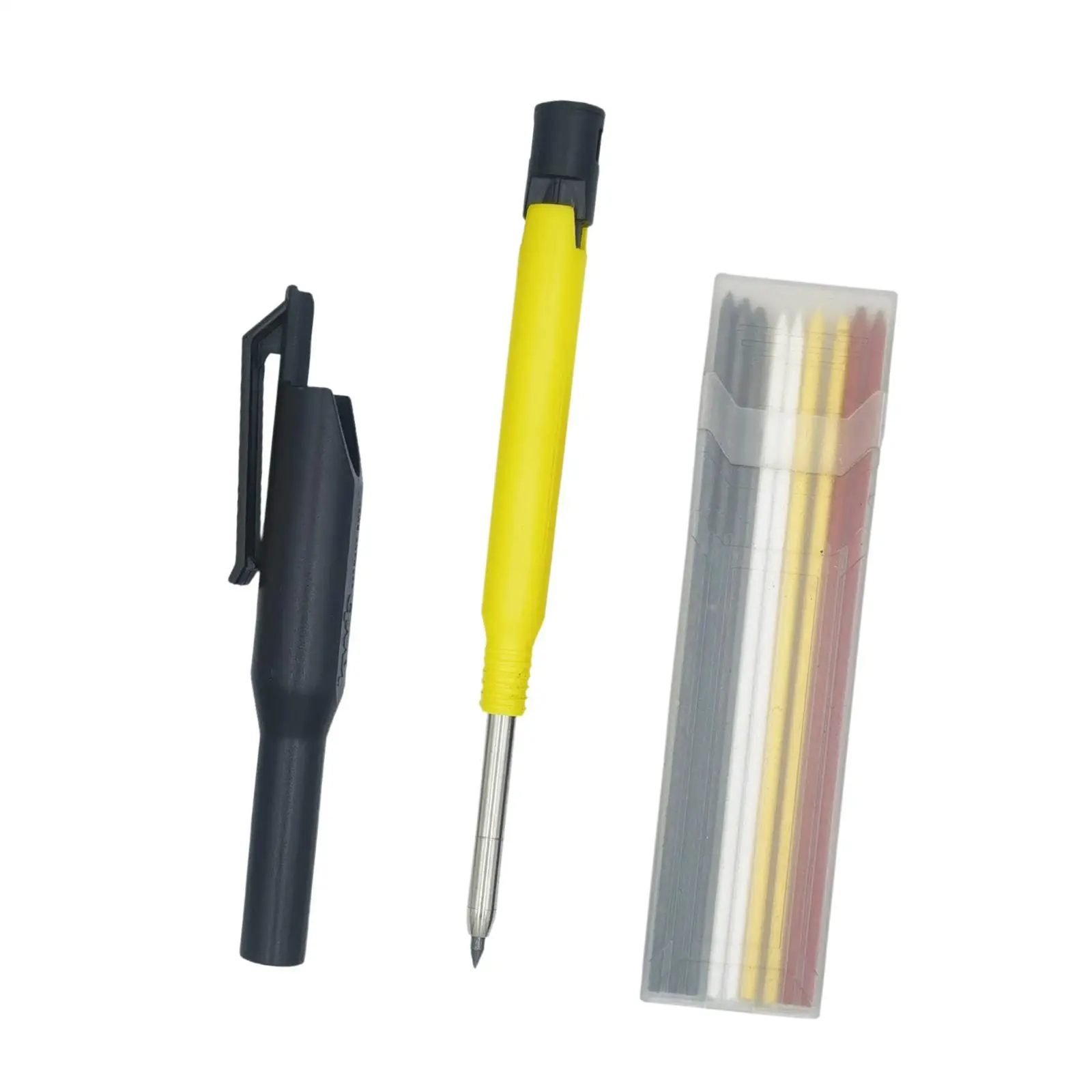 Carpenter Pencil with Refill Deep Hole Pencil Marker Set for Drafting Glass