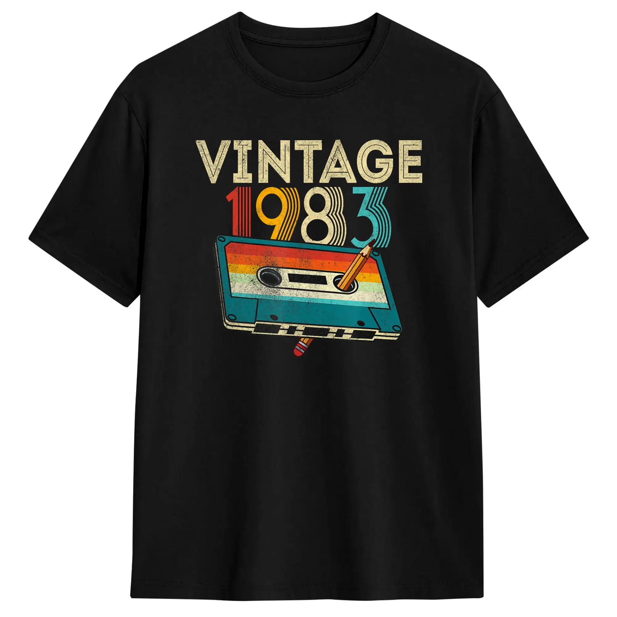 Oversized T Shirt Year Old Gifts Vintage Cassette Tape 1983  Th Birthday 100% Cotton T-Shirts  Hippie Tee Shirt for Man Top Tees