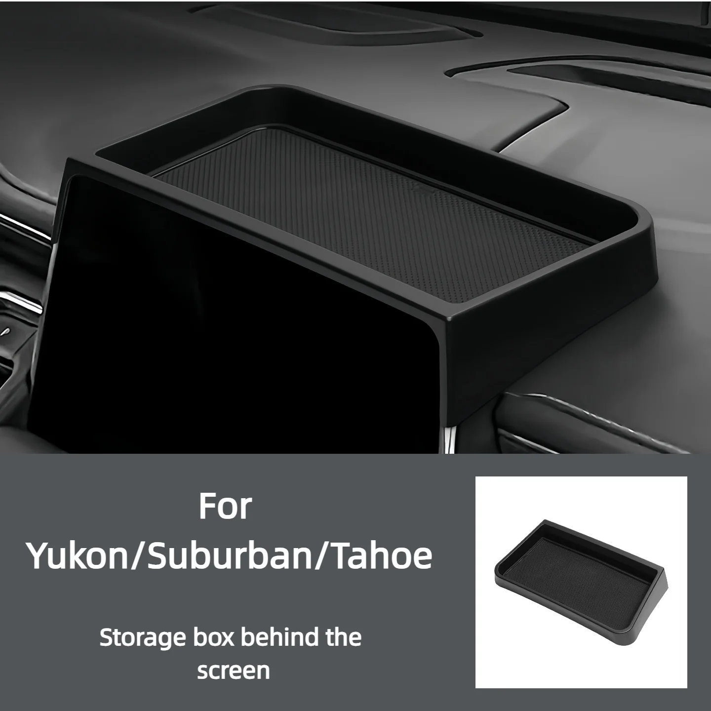For 2021-2024 Model Yukon Yuktahoe Suburban Tahoe Screen Rear Box ETC Storage Box  black