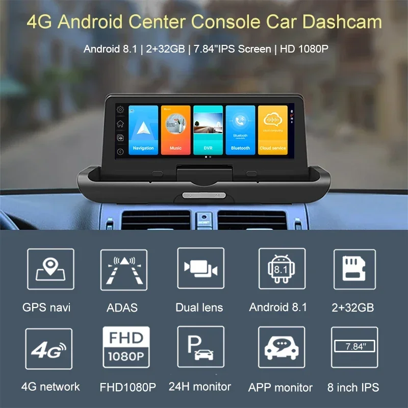 touch screen 4G Car DVR Camera Android 8.1 OS Dashcam camera ADAS Dual Lens 2+32GB car Video Recorder