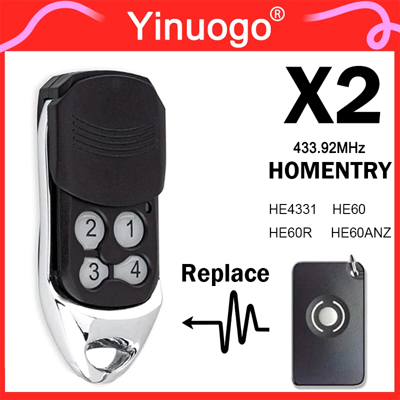 Télécommande de porte de Garage, transmetteur portatif 433.92MHz, Code roulant, pour HomEntry HE4331 HE60 HE60R HE60ANZ