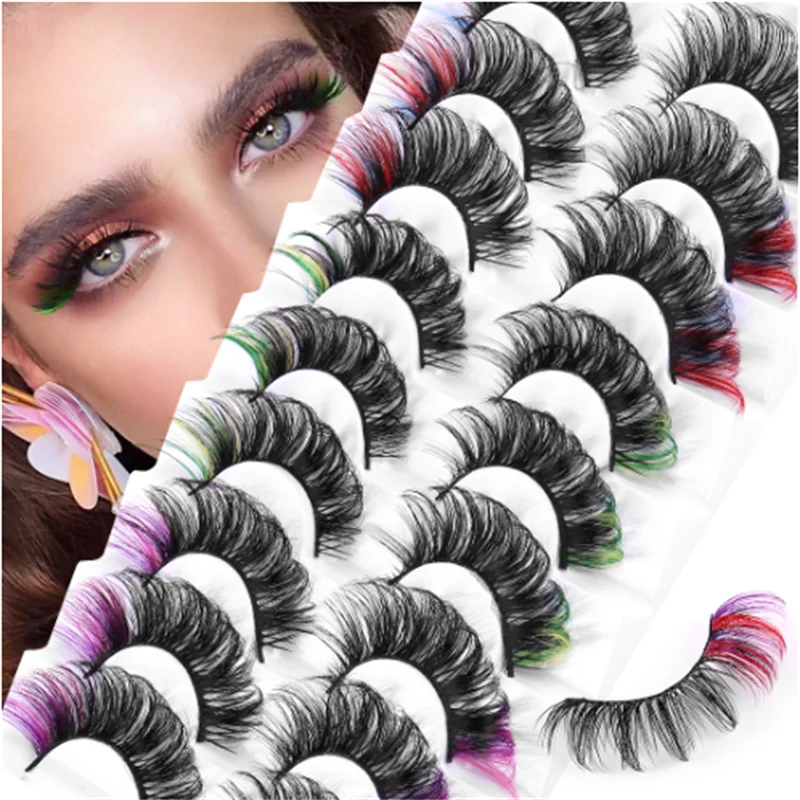 Cílios postiços segmentados de fibra sintética, aparência natural, espessamento, aparência realista, acessórios de maquiagem de beleza