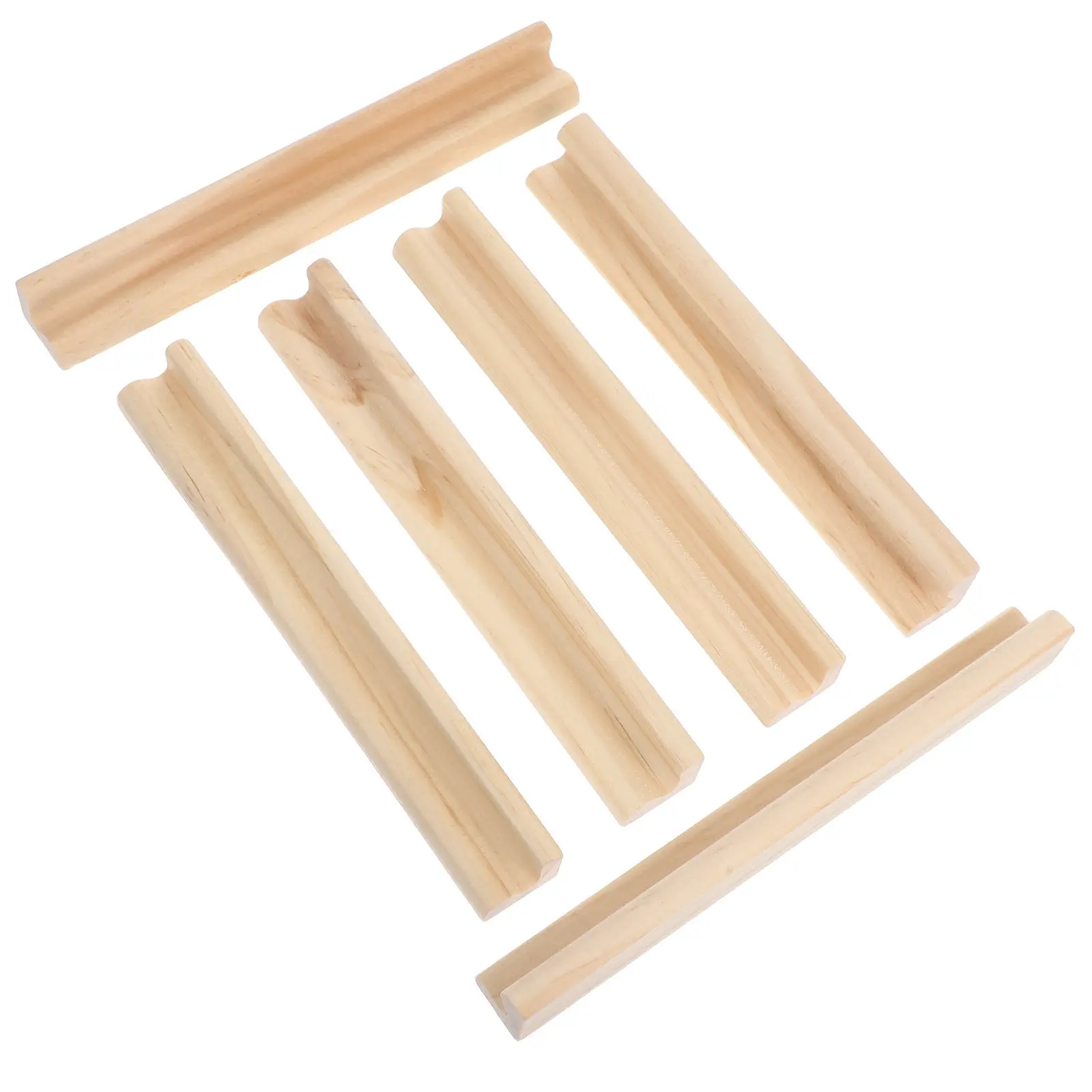 6Pcs Wooden Domino Racks English Letter Base Playing Card Tray Craft Projects Game Organization Domino Tile Holders Board Game
