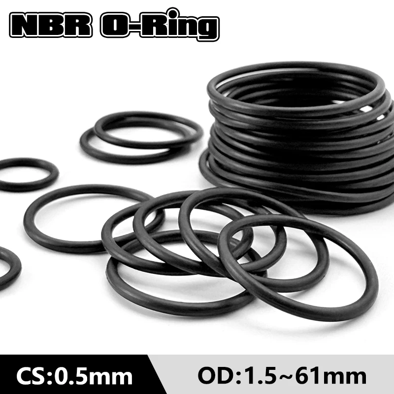CS 0.5mm Black NBR O Ring 20/50/100Pcs Seal Gasket Oil Water Abrasion Resistant Sealing Ring for Industrial Hydraulic Systems