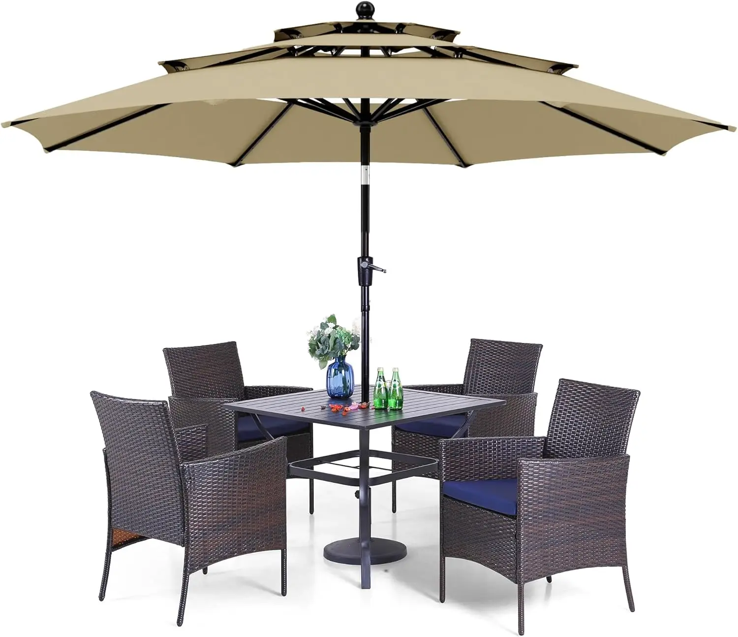 Patio Dining Set with 10ft Umbrella, 37