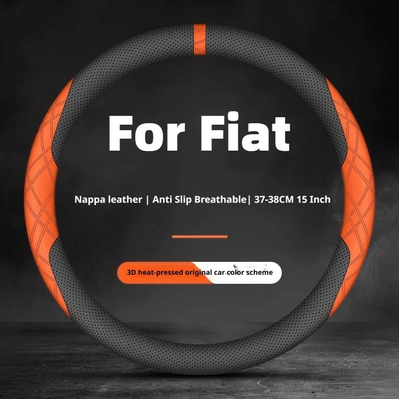 Sport Style Steering Cover For Fiat 500 500X Panda Tipo Ducato Scudo Fiorino Pulse Argo Cronos 37-38CM Anti Slip Car Styling