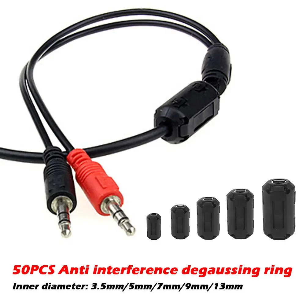 50/22pcs Clip-on Ferrite Ring Core Bead Choke RFI EMI Filter Noise Suppressor Cable Clip for USB Audio Video Cable Power Cord