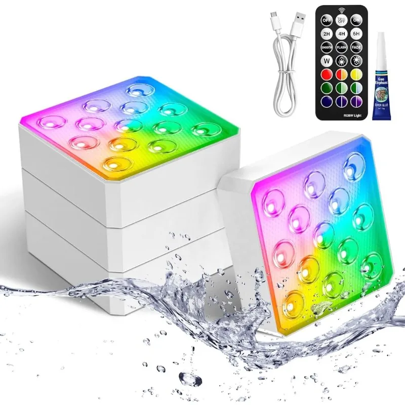 

LED Lights with Remote, Rechargeable Led Pool Lights with Magnetic, Waterproof Underwater Light, 16 Color Changing