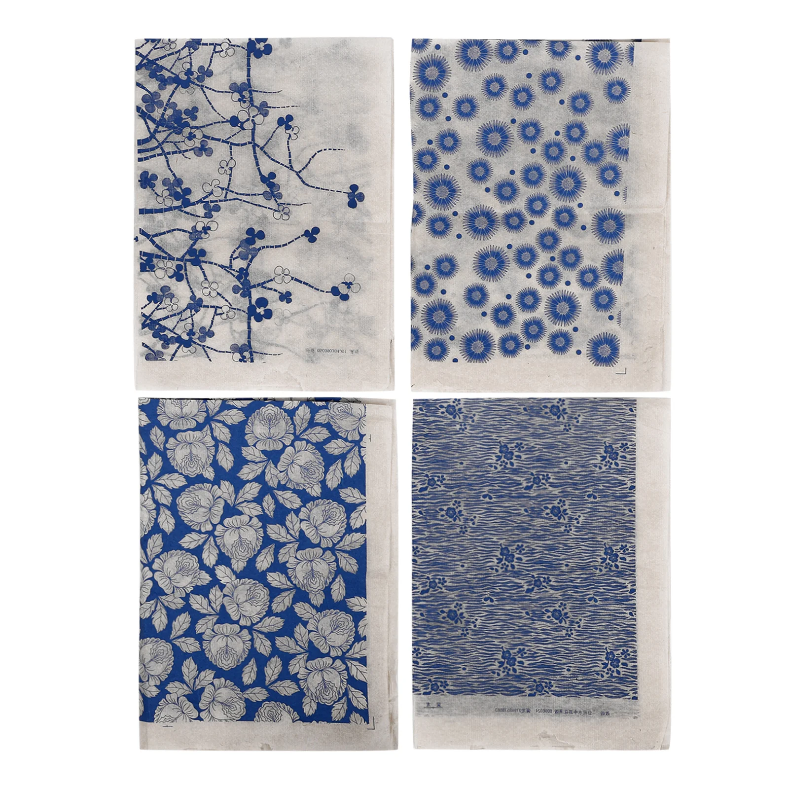 

4 Sheets Pottery Decals Gold Glaze Ceramics Porcelain DIY Accessories Blue and White