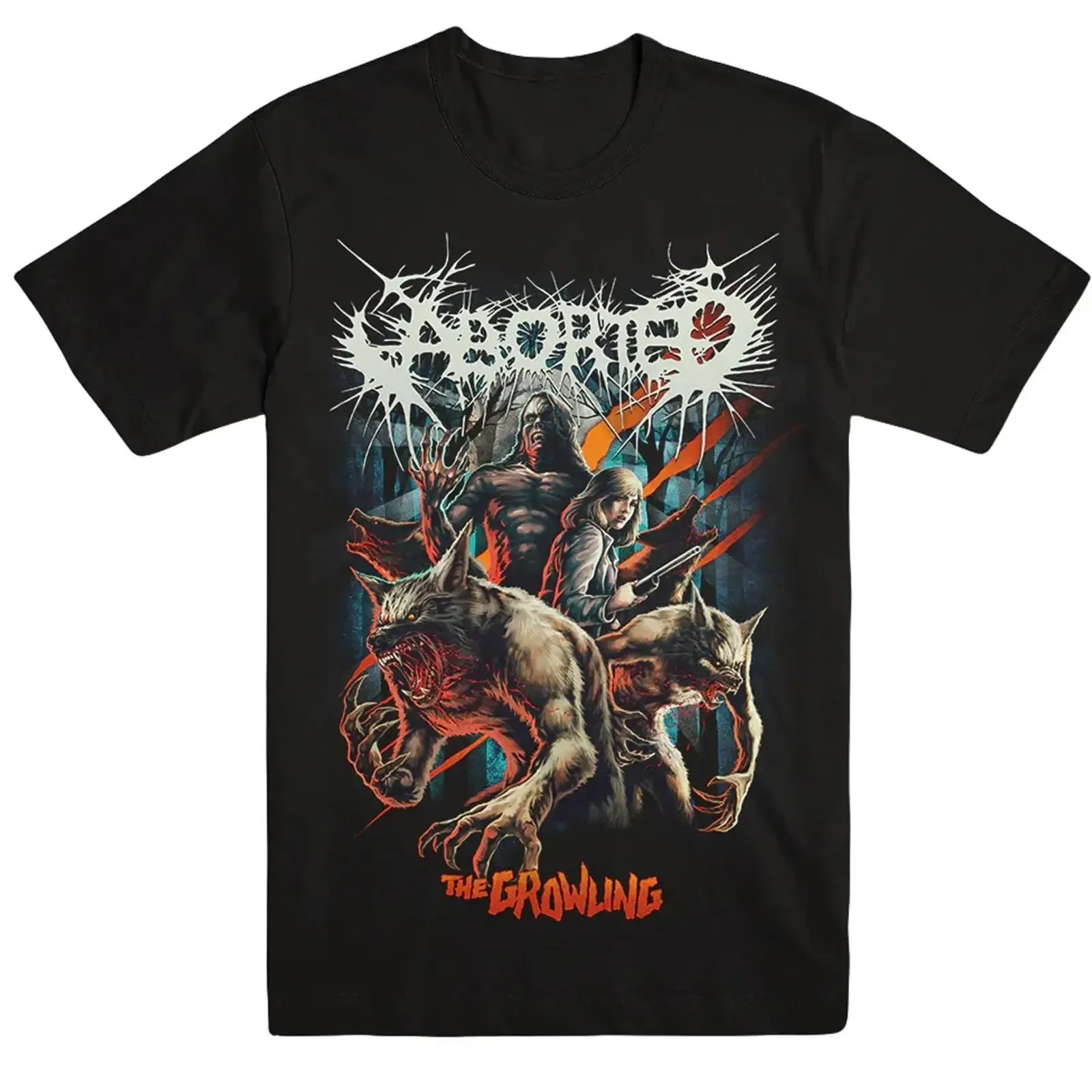 retro Aborted The Growling T shirt black short sleeve All Sizes S to 5Xl vintage Washed Stretched Breathable homme streetwear