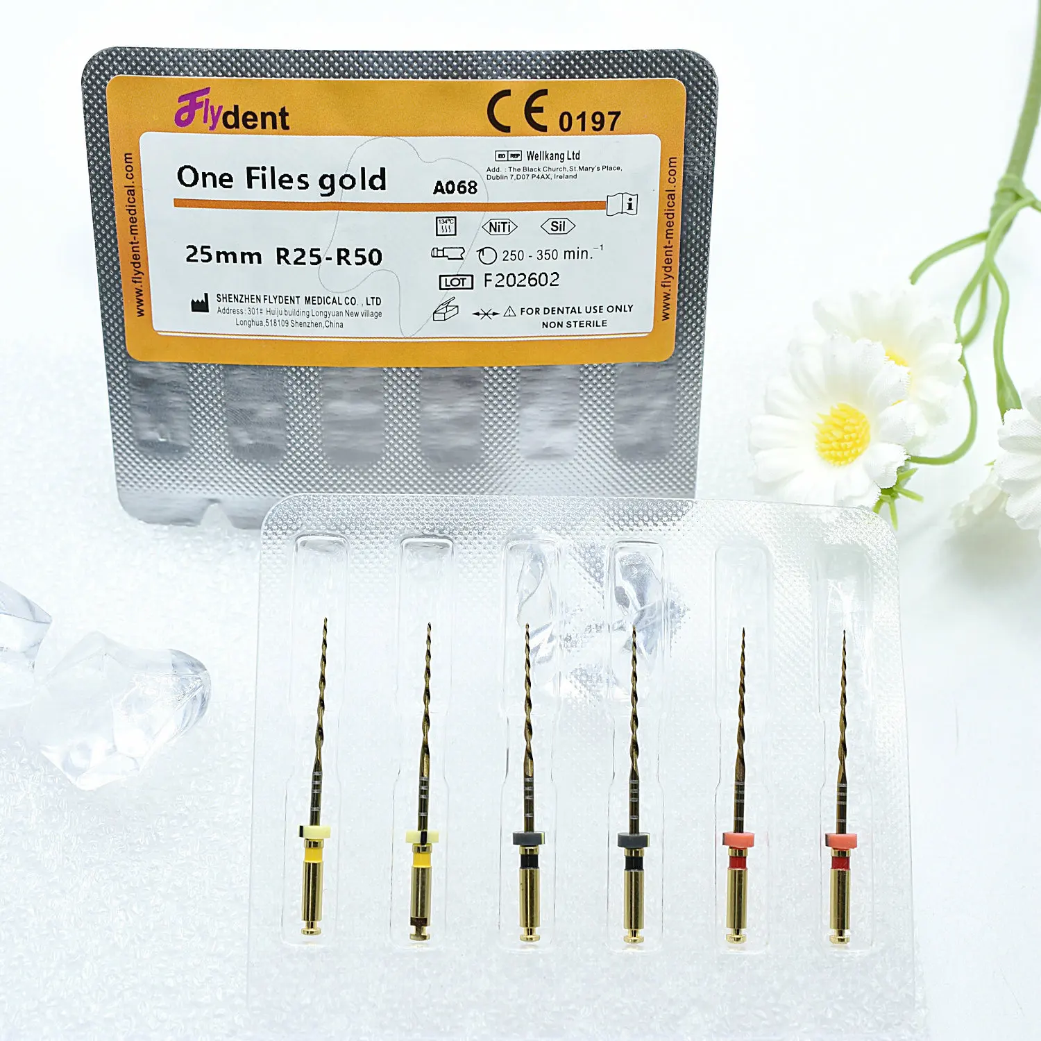 6Pcs/Pack Dental Instrument Reciprocate Gold Flexible Endo One Files Root Canal NITI Dentist Tool