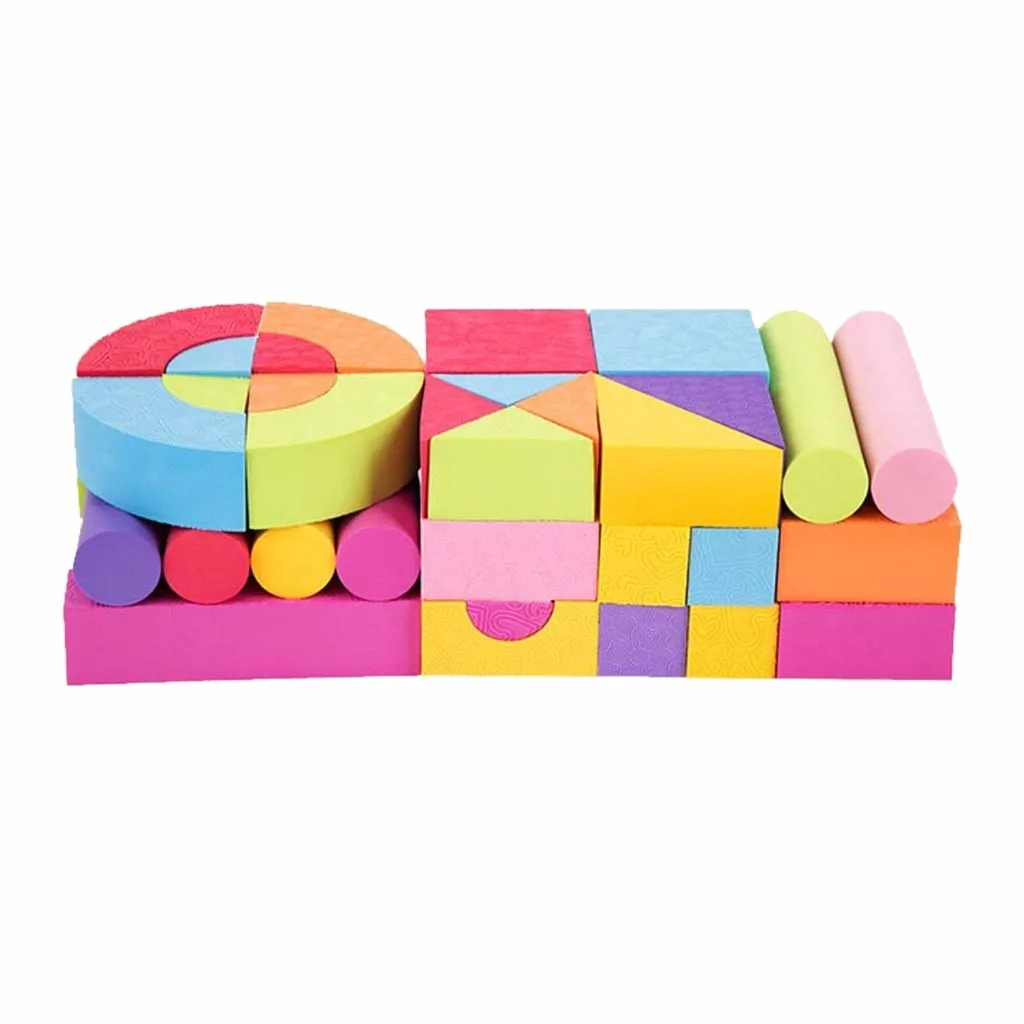 50 Pieces EVA Foam Building Brick Blocks Bright Colored Building Set Soft Exercise Construction Educational Toys for Kids Gifts