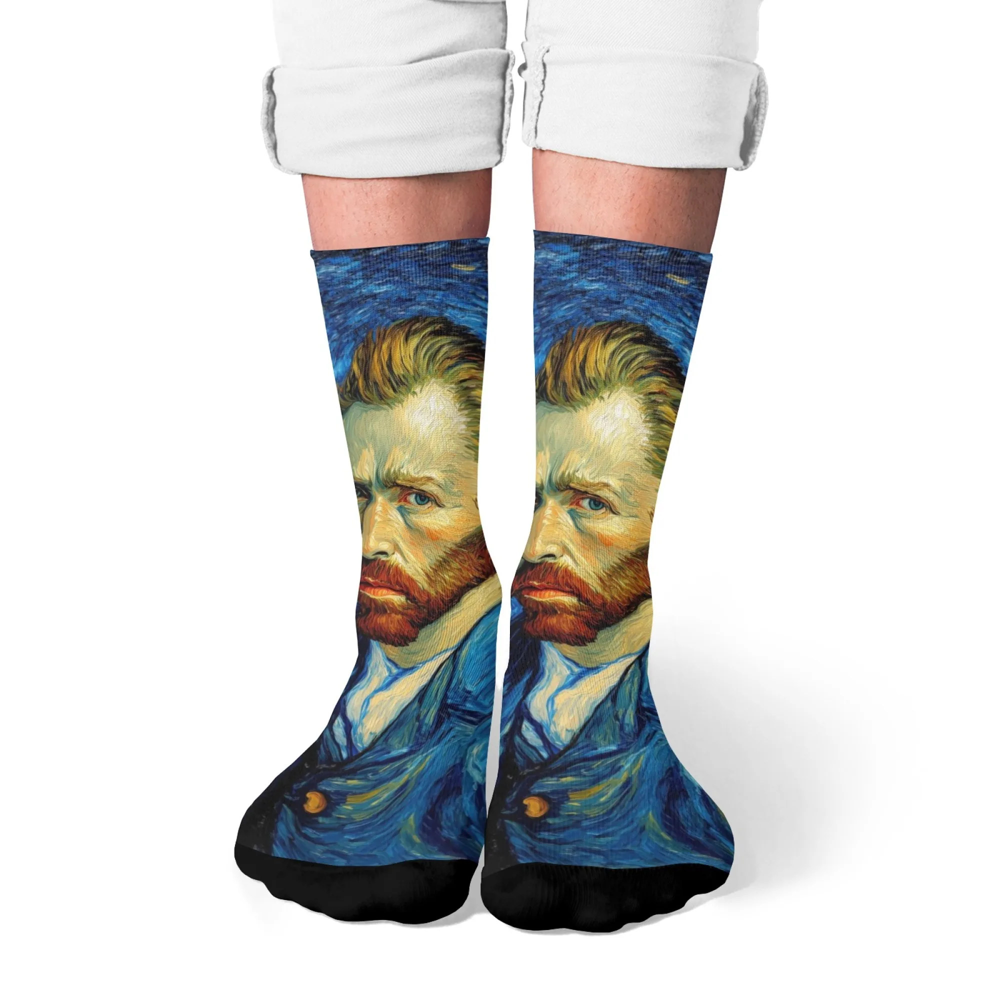 Novelty Van Gogh Starry Night Men's Socks Retro Style Comfortable Casual Fashion Sports Socks Street Hip Hop Funny Happy Socks