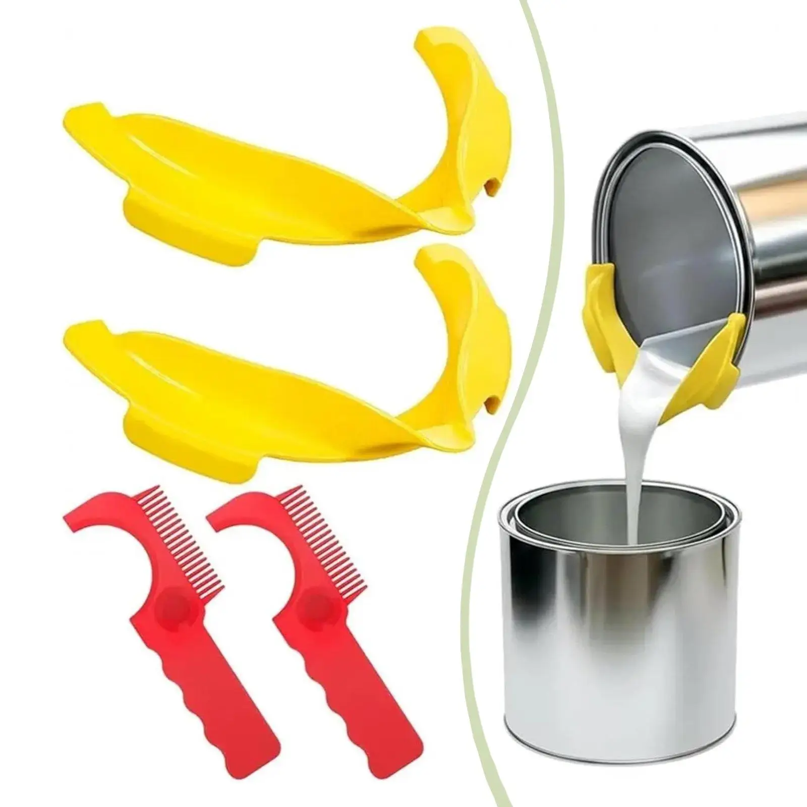 Paint Can Pour Spout Kit Easy Installation Reusable Universal with 2 Spatula Combs Portable Spout Valve Paint Bucket Pouring Set