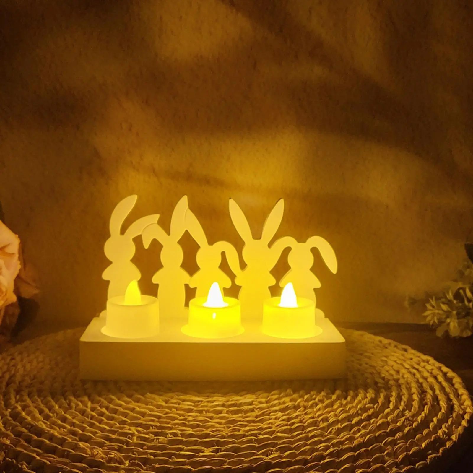 قوالب الأرنب عيد الفصح سيليكون صياغة لوازم أرنب شمعة حامل إدراج قالب لحامل الشموع إدراج الجص زخرفة الراتنج #1