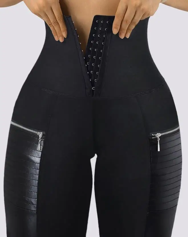 Pantalones de Yoga de cintura alta para mujer, pantalones largos ajustados elásticos con diseño de cremallera de empalme, Control de barriga, informales y diarios, 2023