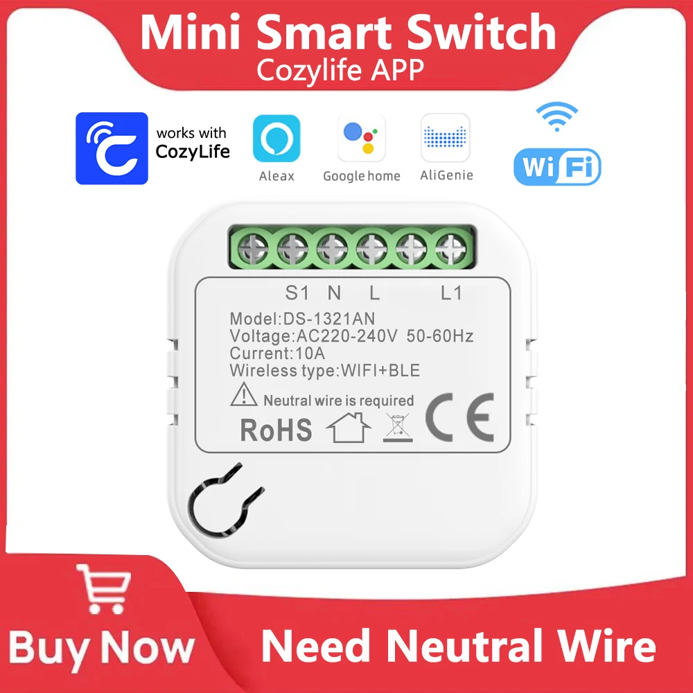 WiFi Mini Smart Switch Cozylife 2-Wege-Steuerung Smart Home Automation DIY Breaker Modul Arbeit mit