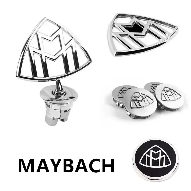 Car Wheel Cap Steering emblem Shell Sticker Chrome Emblem For Maybach Hood Lay Stand Logo S500 S600 V12 Side Fender Trunk Badge