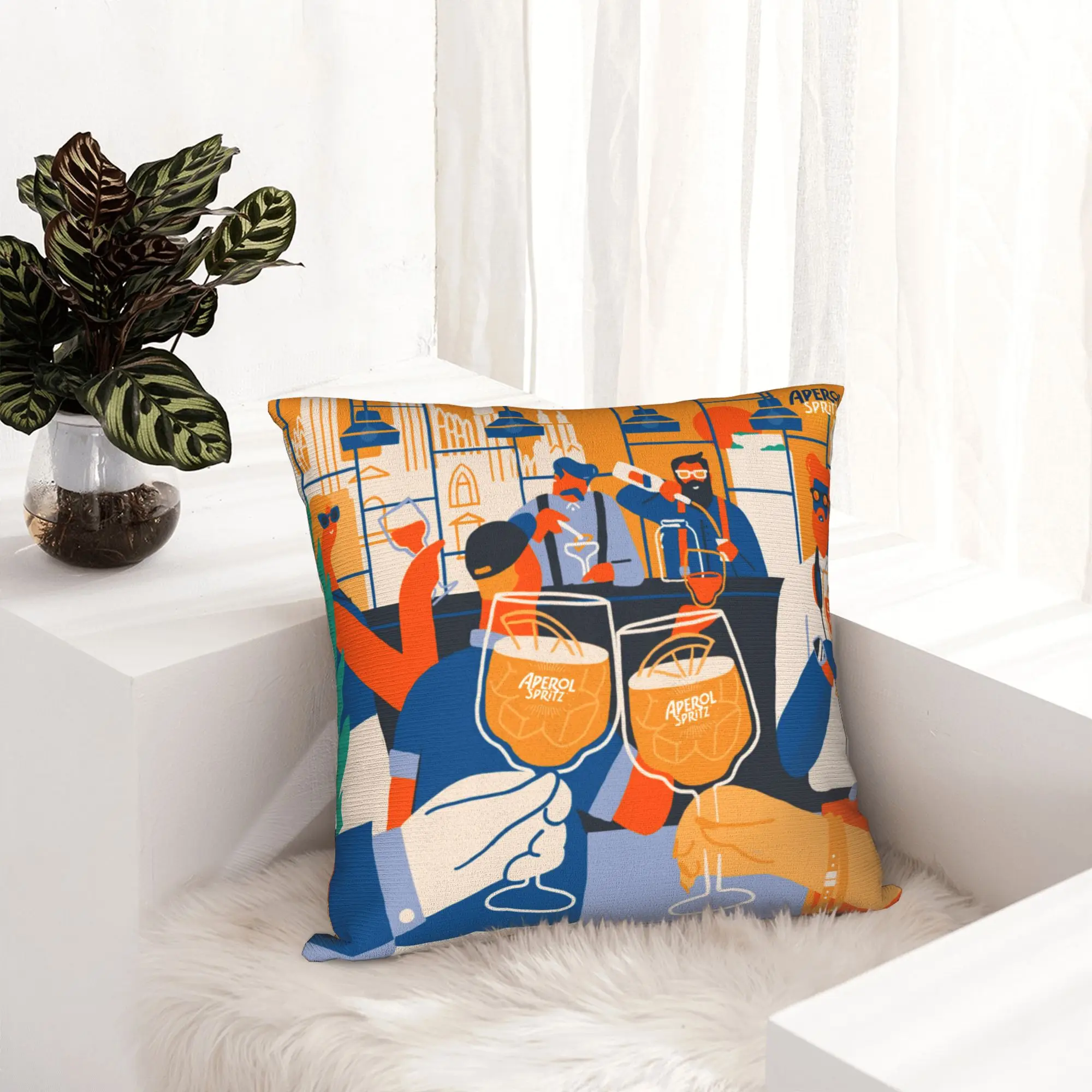 Aperols Spritz Print Pillow Case 40x40cm Bedroom Decoration Luxury Love Drinking Cocktail Outdoor Cushions Square Pillowcase