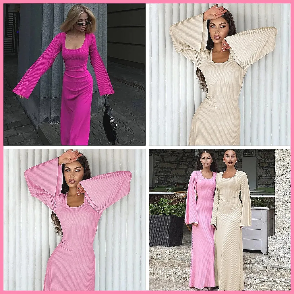 

Women's Elegant Knitted Suspender Dress, Loose Princess Sleeve U-Neck Tank Top for Autumn Party (Character Count: 78)