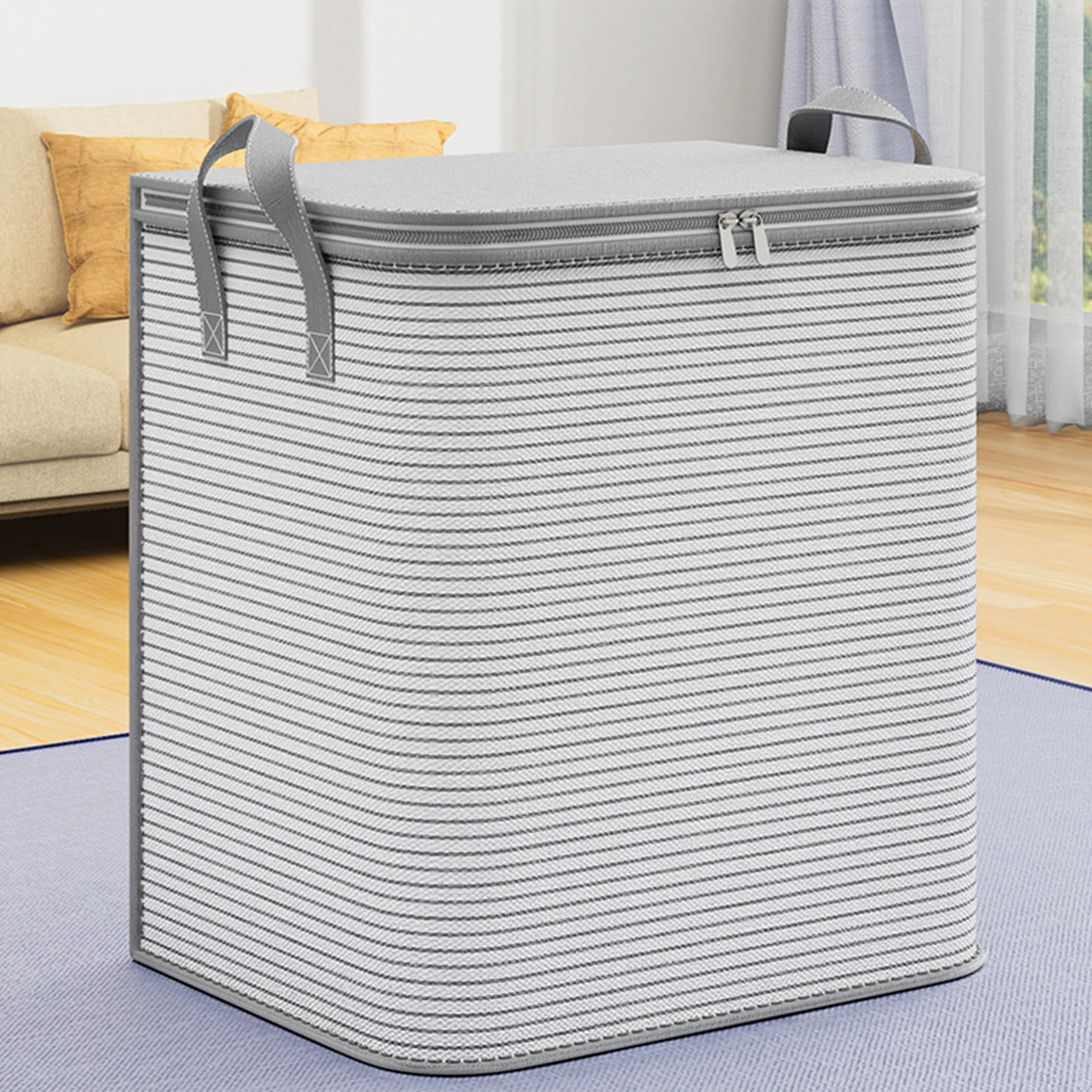 Large Blanket Clothes Storage Bag with Lids and Reinforced H