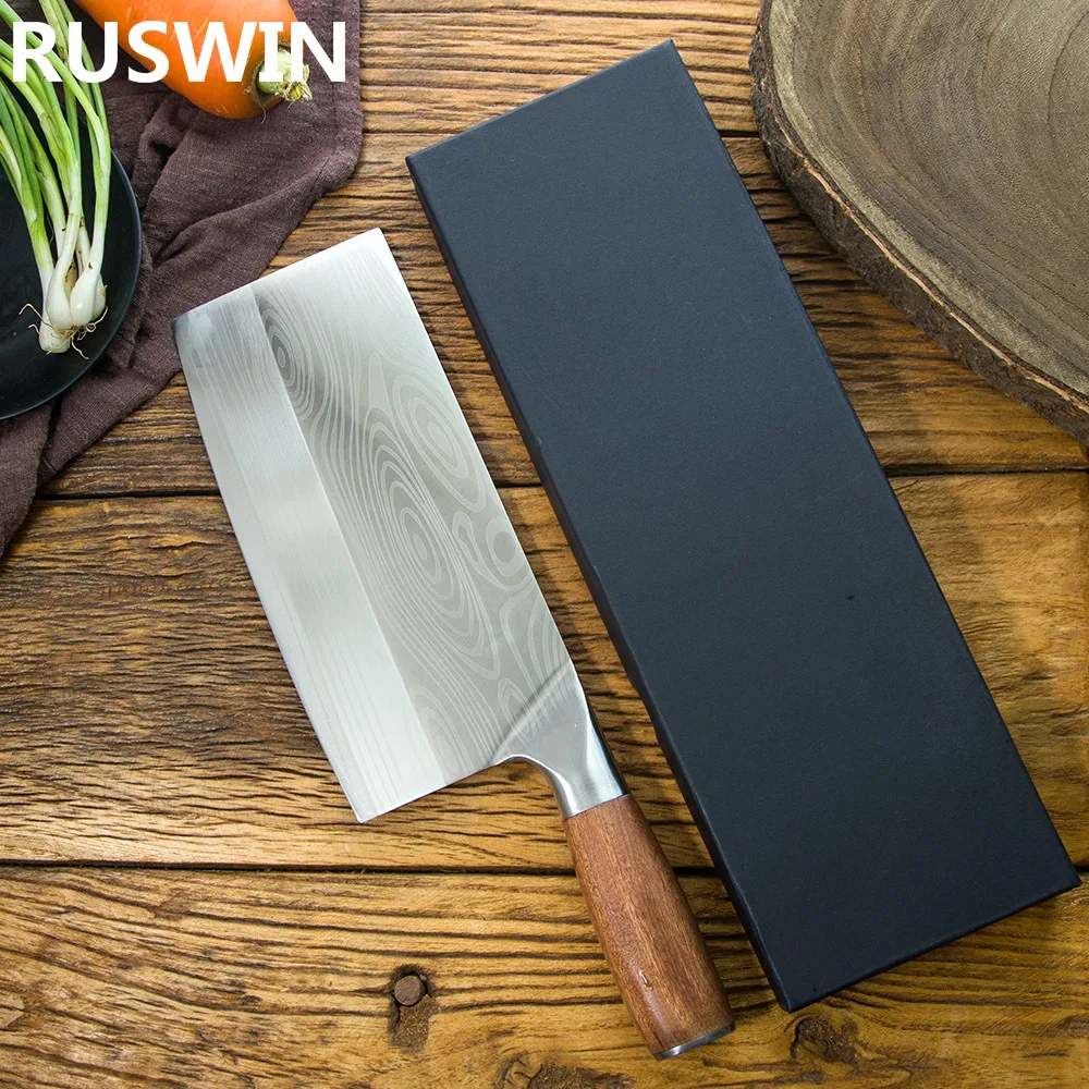 Chinese Kitchen Knife 4Cr13 High Carbon Cleaver Durable Chef Slicing Chopping Knife Ultra Sharp Blade Color Wood Handle Knives