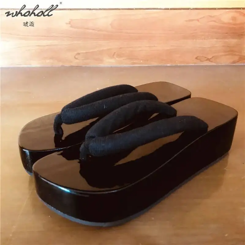 WHOHOLL Wooden Geta Man's Japanese Clogs Women's Summer Flip-flops Wooden Japanese Geta Cosplay Costumes Shoes