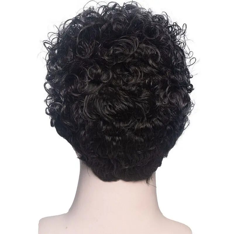 Perruque de cheveux synthétiques bouffants courts noirs pour hommes, perruques toupet, 6 po