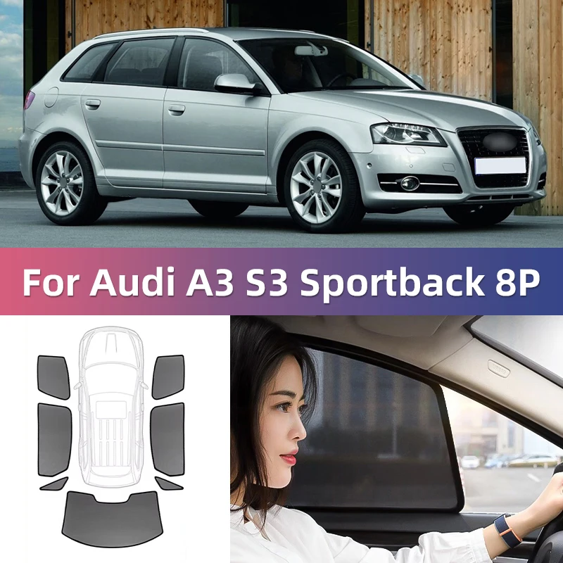 For Audi A3 S3 8P Hatchback 2003-2012 Car Sunshade Shield Front Windshield Curtain Rear Side Baby Window Sun Shade Visor