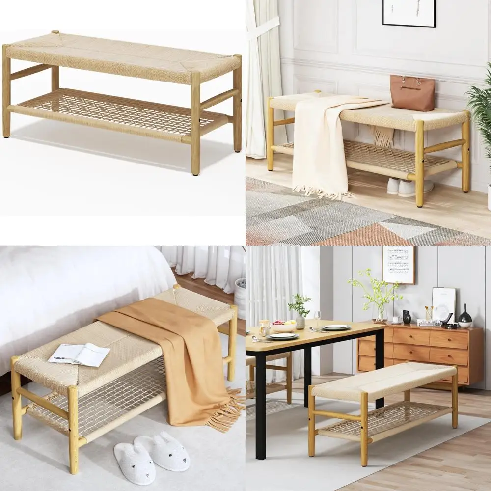 مقعد مدخل داخلي من ريسيك مع سلك ورقي عثماني ورف تخزين شبكي، مقعد طويل في منتصف القرن مع أرجل خشبية مطاطية، فرنسي