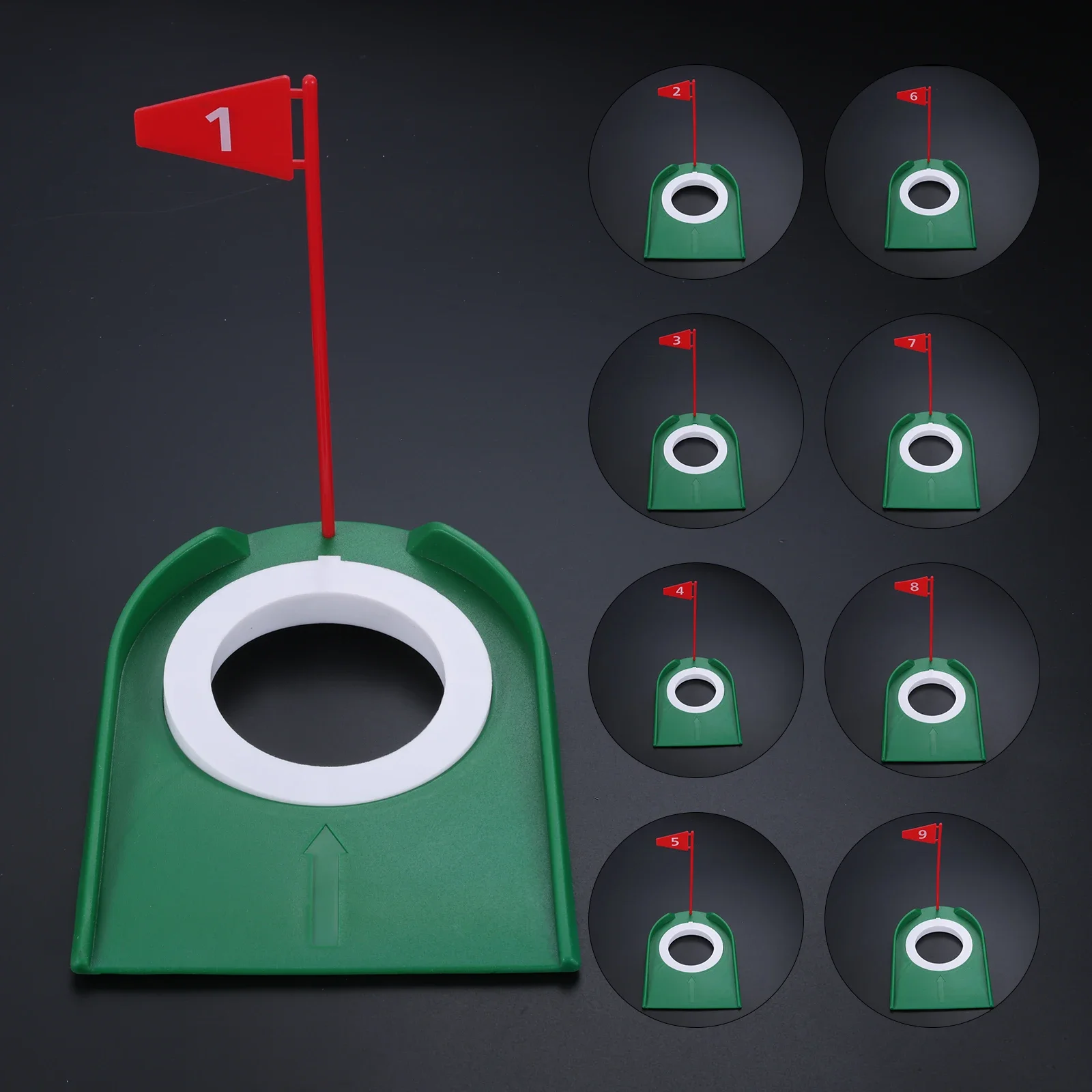 9Pcs Plastic Golf Putting Hole Cup with Red Flags Set Indoor & Outdoor Practice Training Home Office Mini Putt Hole Putting Aids