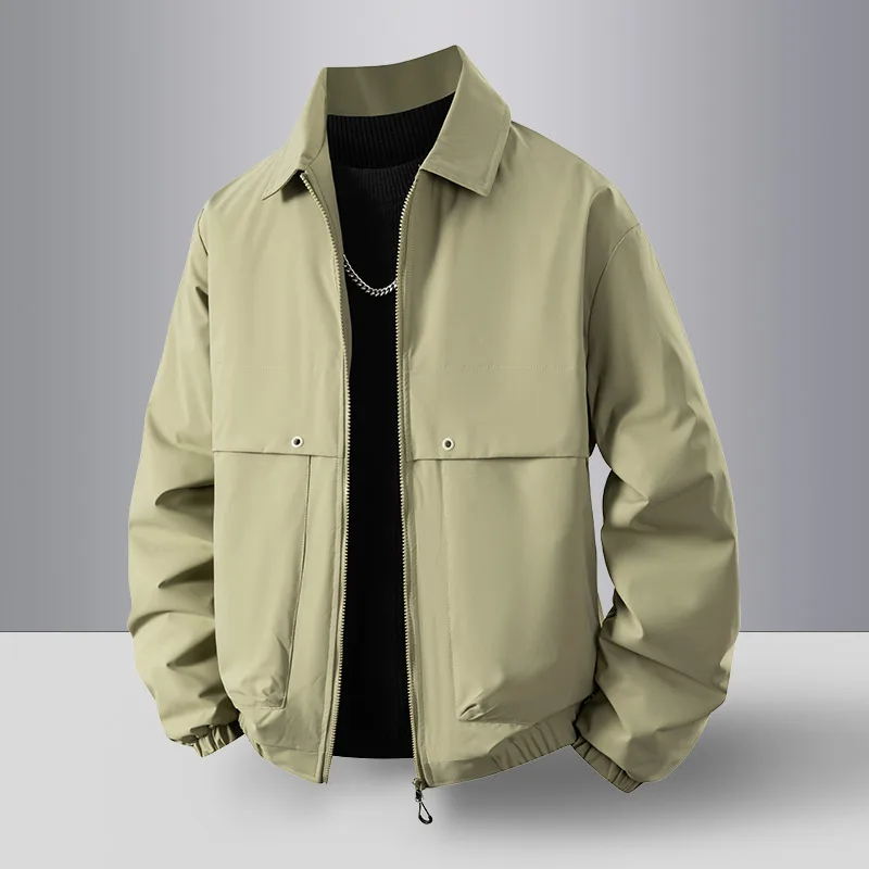 

Casual Men's Jaet Coat Long Sve Turn-down Collar Anti-wind Loose Fit Autumn Winter Faionable Top Simple Sle Polyeste...